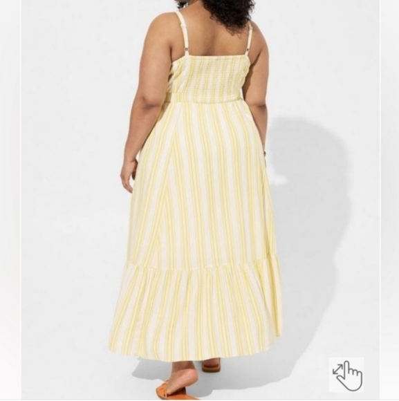 Torrid Dresses Torrid Maxi Seersucker Tiered Dress yellow and white  Size3 - Picture 2 of 11
